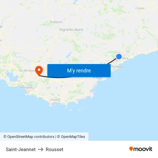 Saint-Jeannet to Rousset map