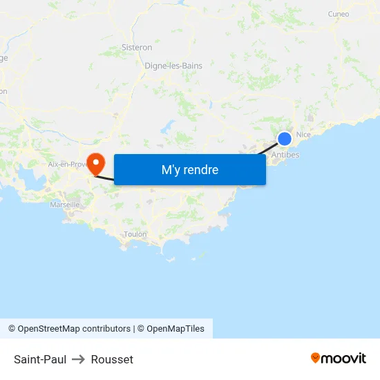 Saint-Paul to Rousset map