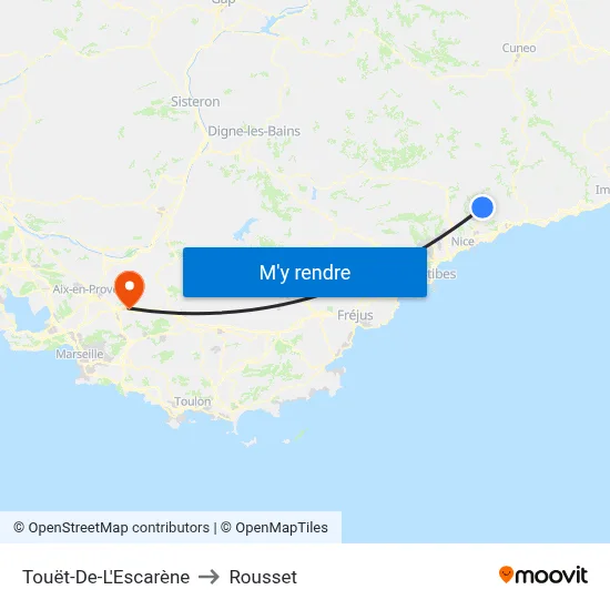 Touët-De-L'Escarène to Rousset map