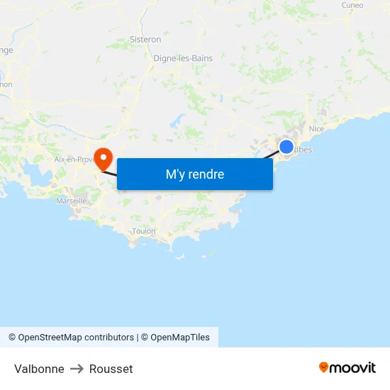 Valbonne to Rousset map
