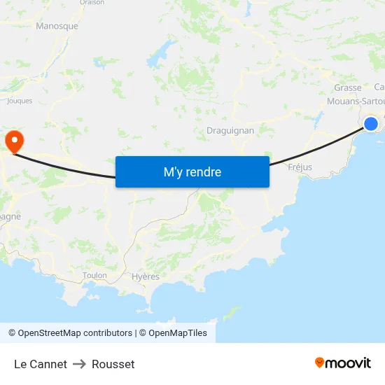 Le Cannet to Rousset map