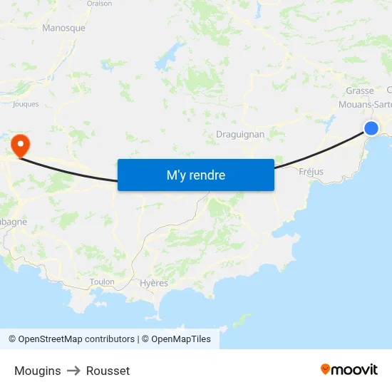 Mougins to Rousset map