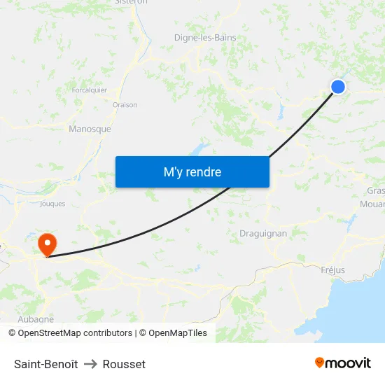 Saint-Benoît to Rousset map