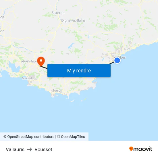Vallauris to Rousset map