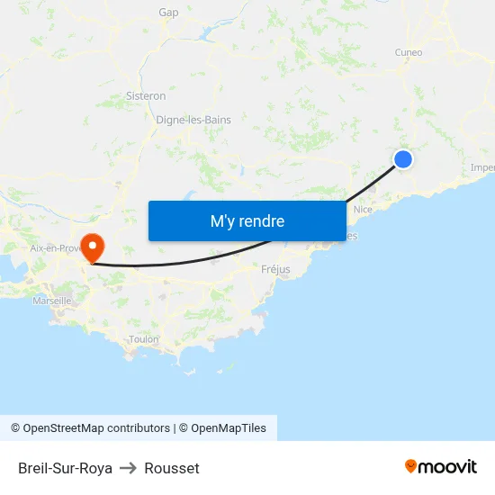 Breil-Sur-Roya to Rousset map