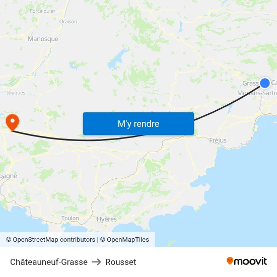 Châteauneuf-Grasse to Rousset map