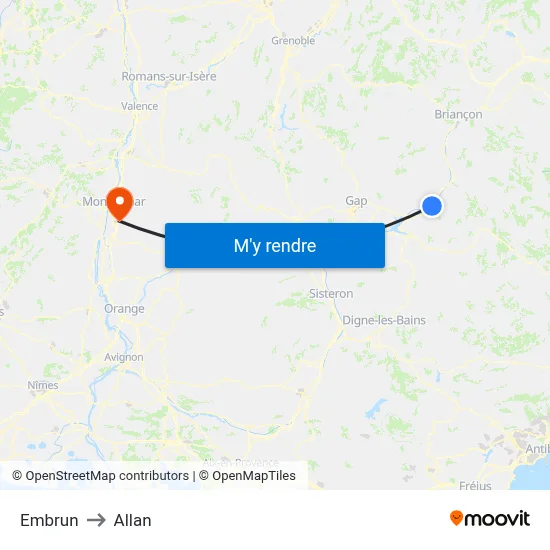 Embrun to Allan map