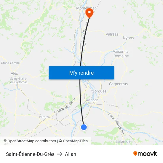 Saint-Étienne-Du-Grès to Allan map