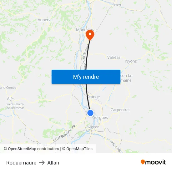 Roquemaure to Allan map