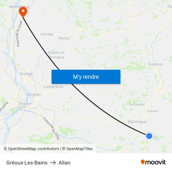 Gréoux-Les-Bains to Allan map