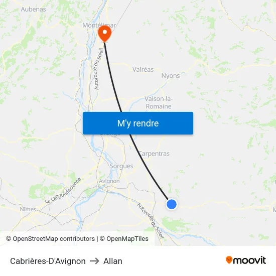 Cabrières-D'Avignon to Allan map