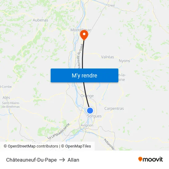 Châteauneuf-Du-Pape to Allan map