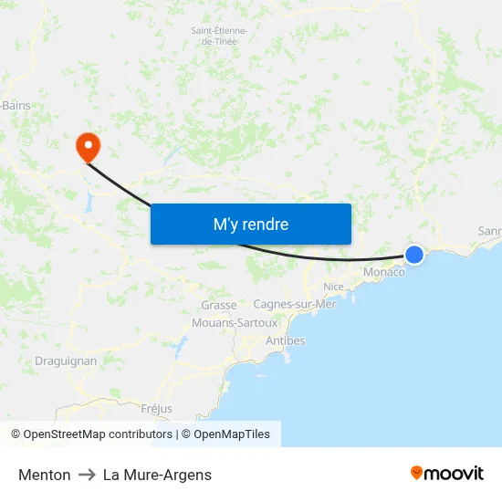 Menton to La Mure-Argens map