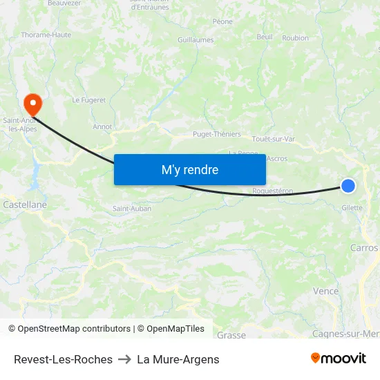 Revest-Les-Roches to La Mure-Argens map