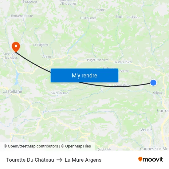 Tourette-Du-Château to La Mure-Argens map