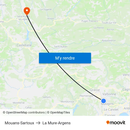Mouans-Sartoux to La Mure-Argens map