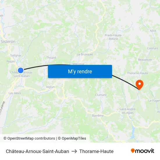 Château-Arnoux-Saint-Auban to Thorame-Haute map