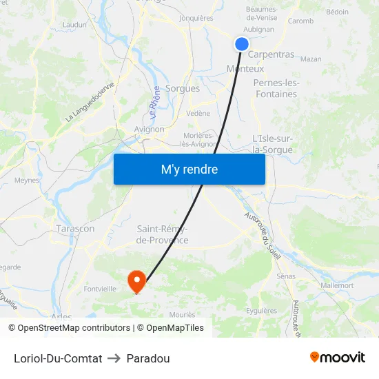 Loriol-Du-Comtat to Paradou map
