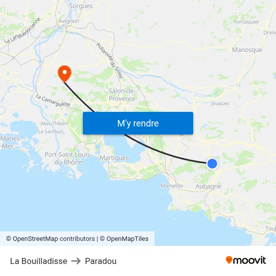 La Bouilladisse to Paradou map