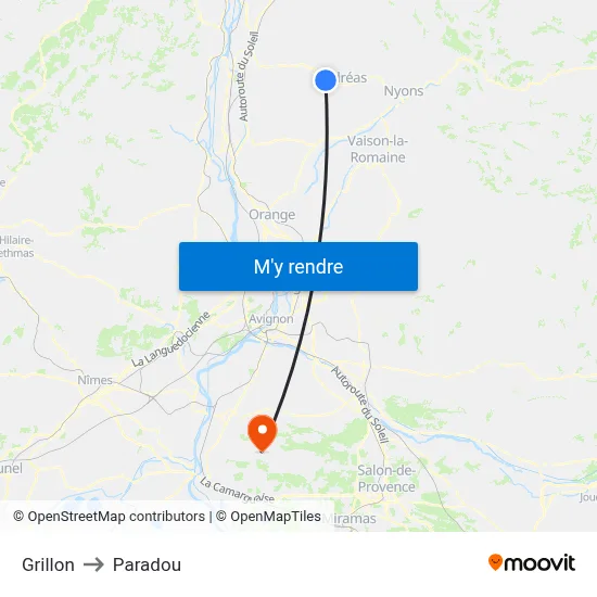 Grillon to Paradou map