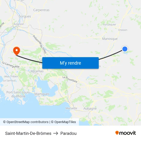 Saint-Martin-De-Brômes to Paradou map