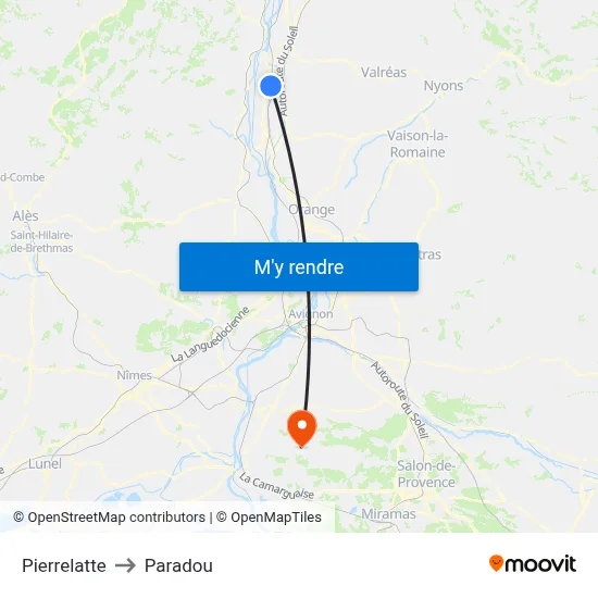 Pierrelatte to Paradou map