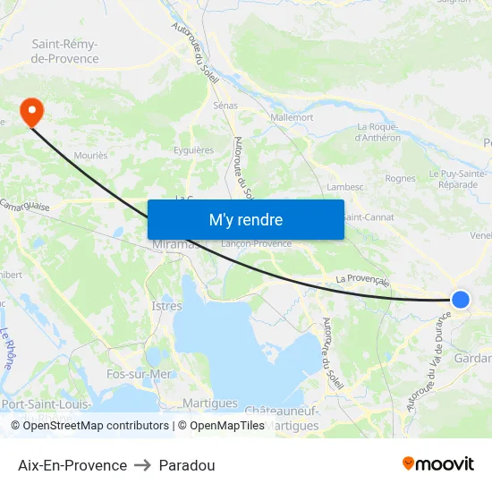 Aix-En-Provence to Paradou map