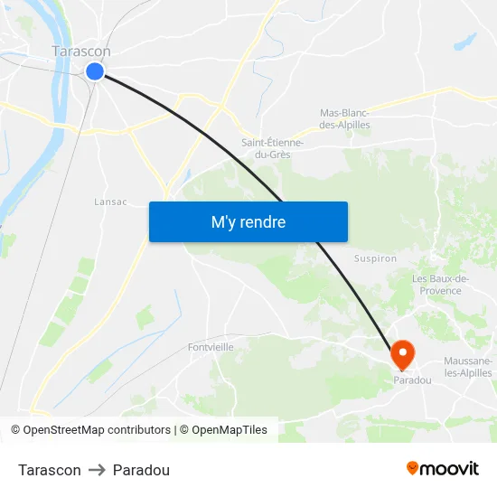 Tarascon to Paradou map