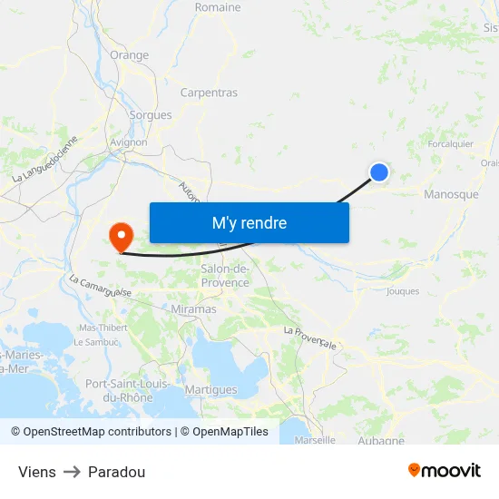 Viens to Paradou map