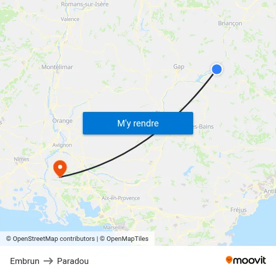 Embrun to Paradou map