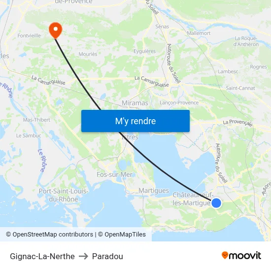 Gignac-La-Nerthe to Paradou map