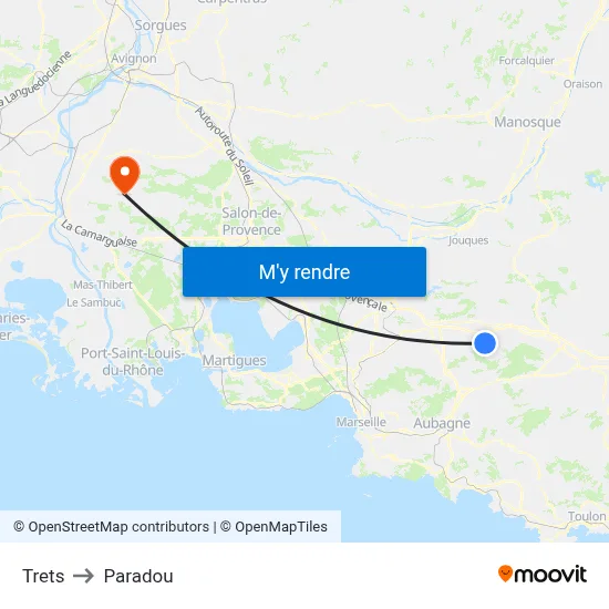 Trets to Paradou map