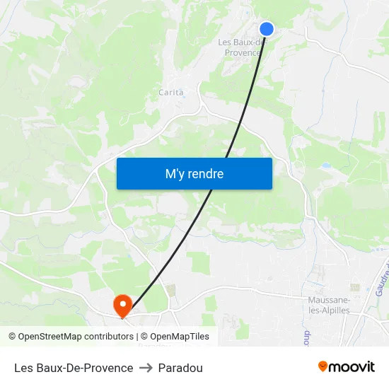 Les Baux-De-Provence to Paradou map