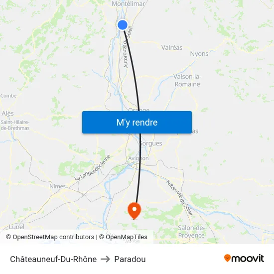Châteauneuf-Du-Rhône to Paradou map