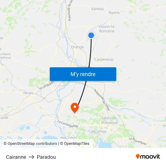 Cairanne to Paradou map
