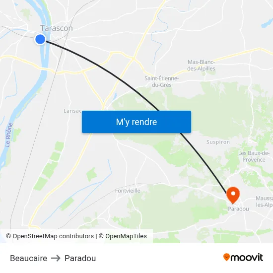 Beaucaire to Paradou map