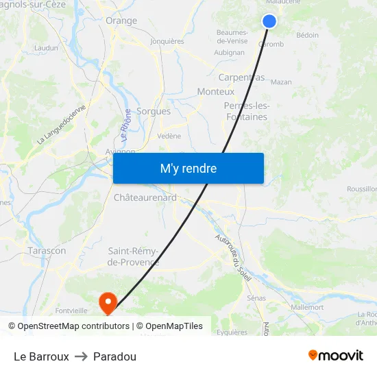 Le Barroux to Paradou map