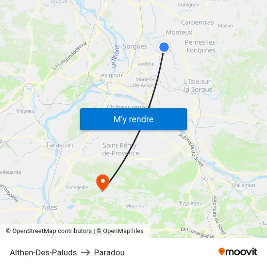 Althen-Des-Paluds to Paradou map
