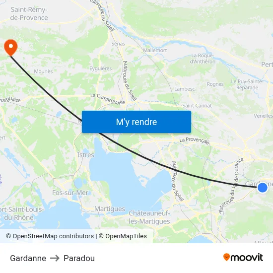 Gardanne to Paradou map