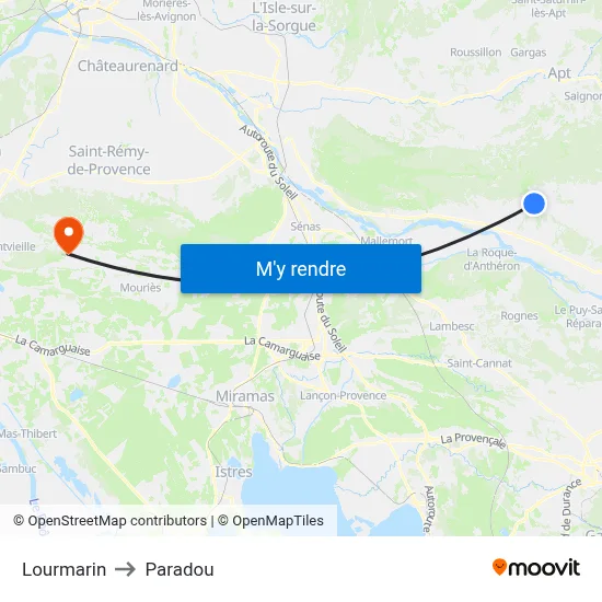 Lourmarin to Paradou map