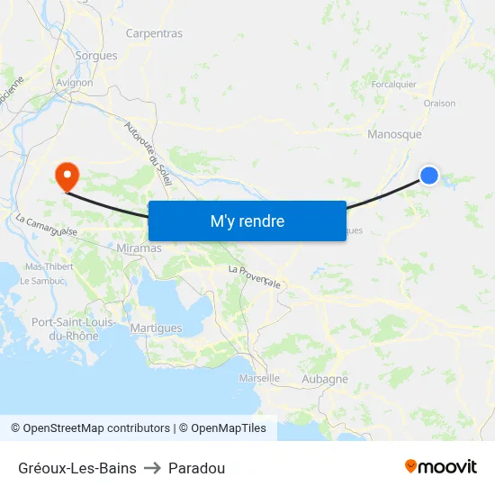 Gréoux-Les-Bains to Paradou map