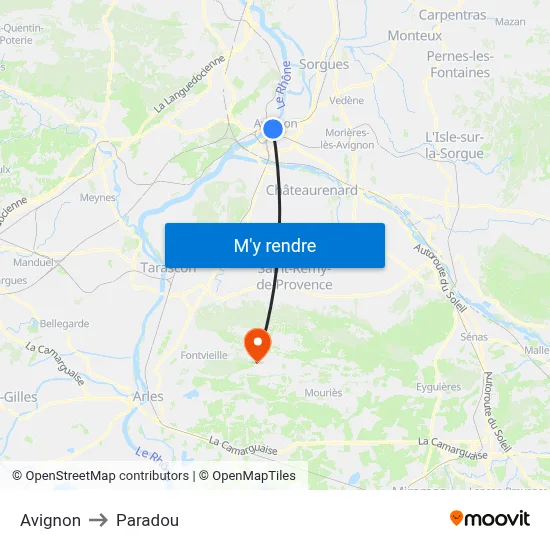 Avignon to Paradou map