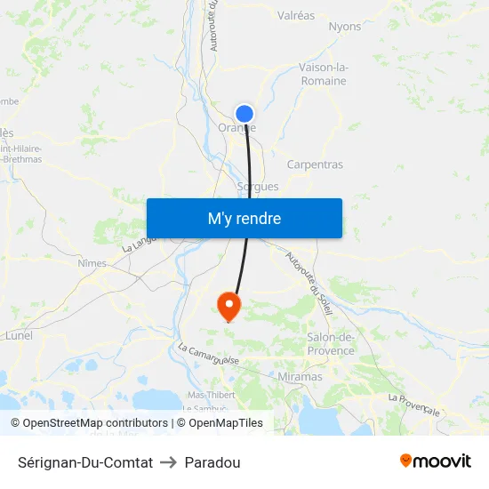Sérignan-Du-Comtat to Paradou map