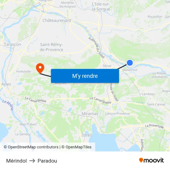 Mérindol to Paradou map