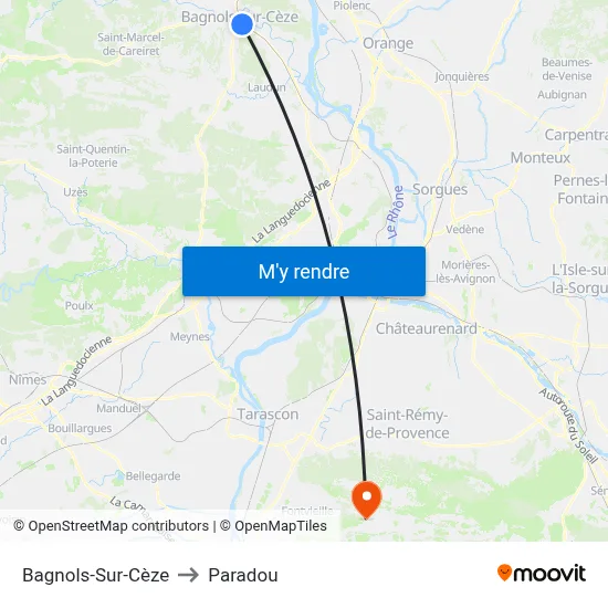 Bagnols-Sur-Cèze to Paradou map
