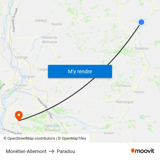 Monêtier-Allemont to Paradou map