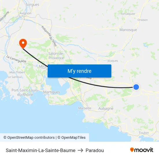 Saint-Maximin-La-Sainte-Baume to Paradou map