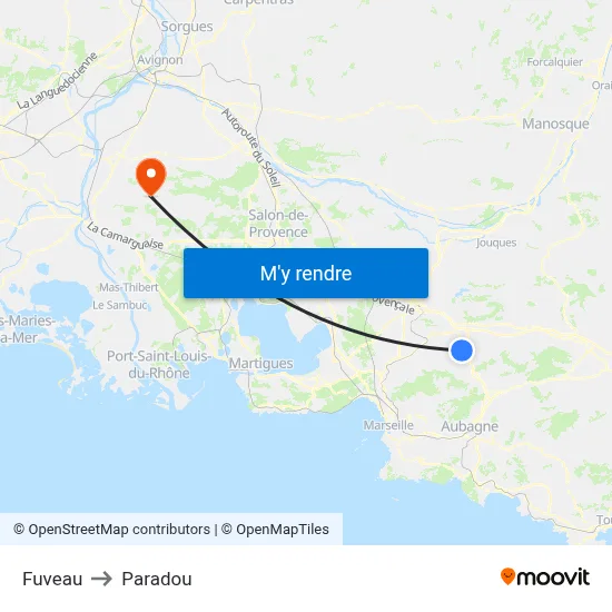 Fuveau to Paradou map