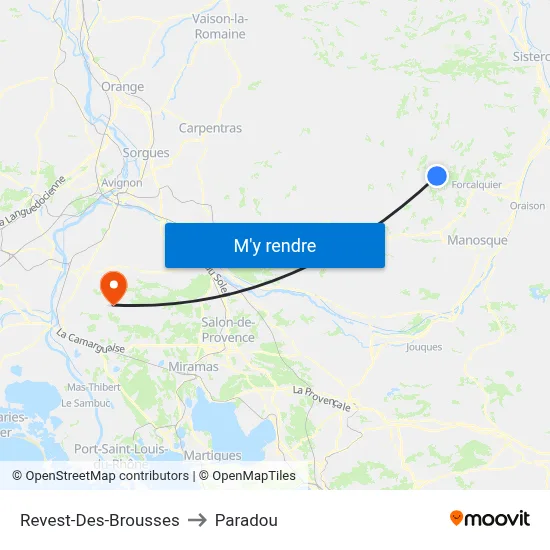 Revest-Des-Brousses to Paradou map