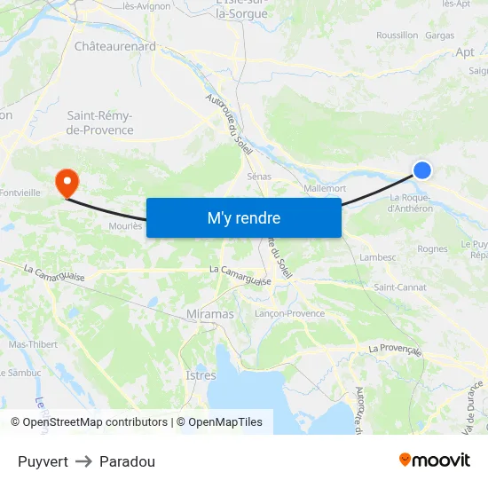 Puyvert to Paradou map